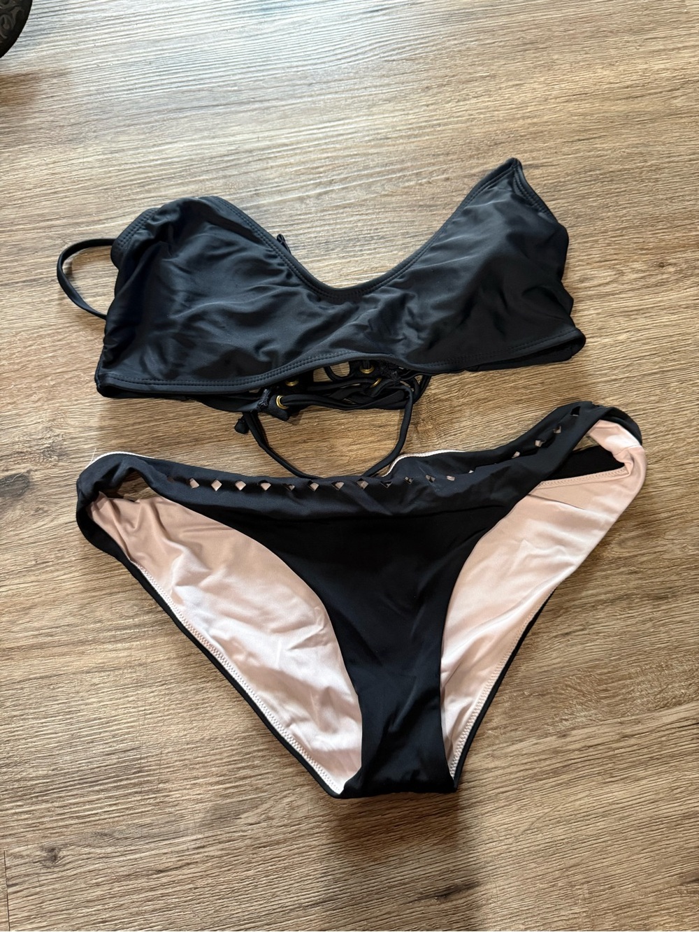 Xhilaration Black Lace-Up Women’s Bikini Set